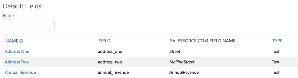 Default fields within Marketing Cloud Account Engagement